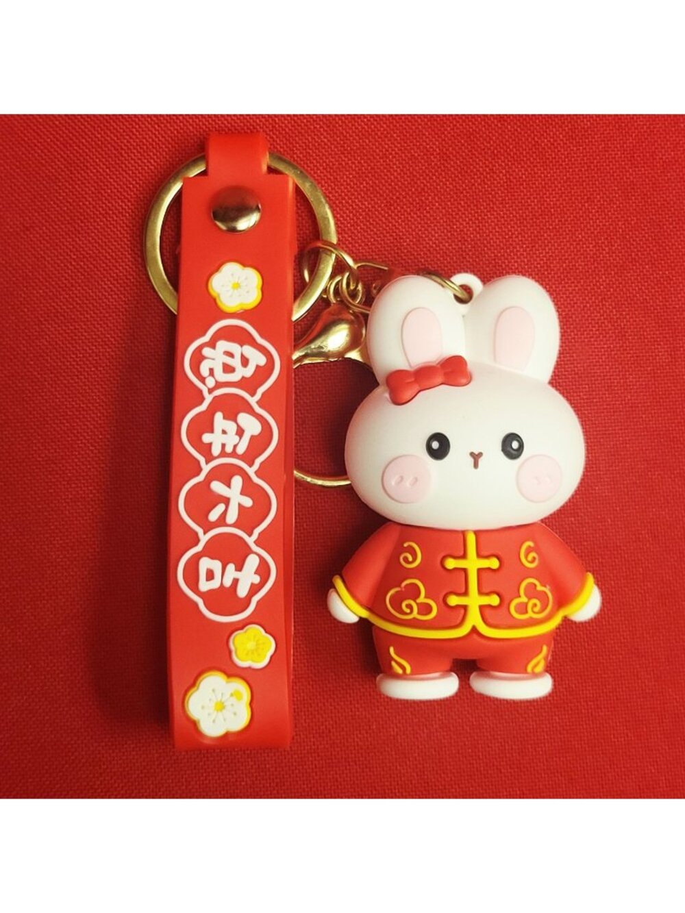 PVC Tang Suit Bunny Chinese New Year Rabbit Keychain Celebration Piece